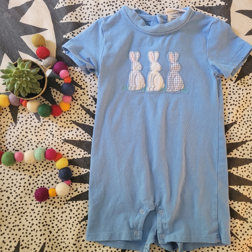 Applique easter bunny onesie romper